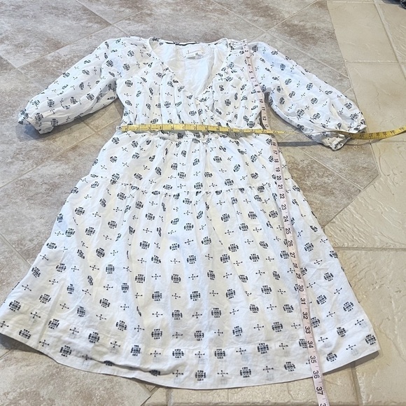 Anthropologie Marcie Surplice Embroidered Puff Sleeve V Neck Dress Small White - Picture 4 of 10